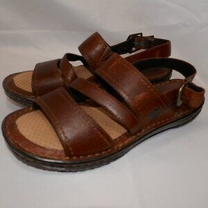 Børn Women's Dark Brown Leather Strappy Gladiator Sandals 7M / 38 Flats